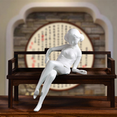 墨染留香德化白瓷雕塑装 饰品艺术工艺品陶瓷少女美女人物家居摆件