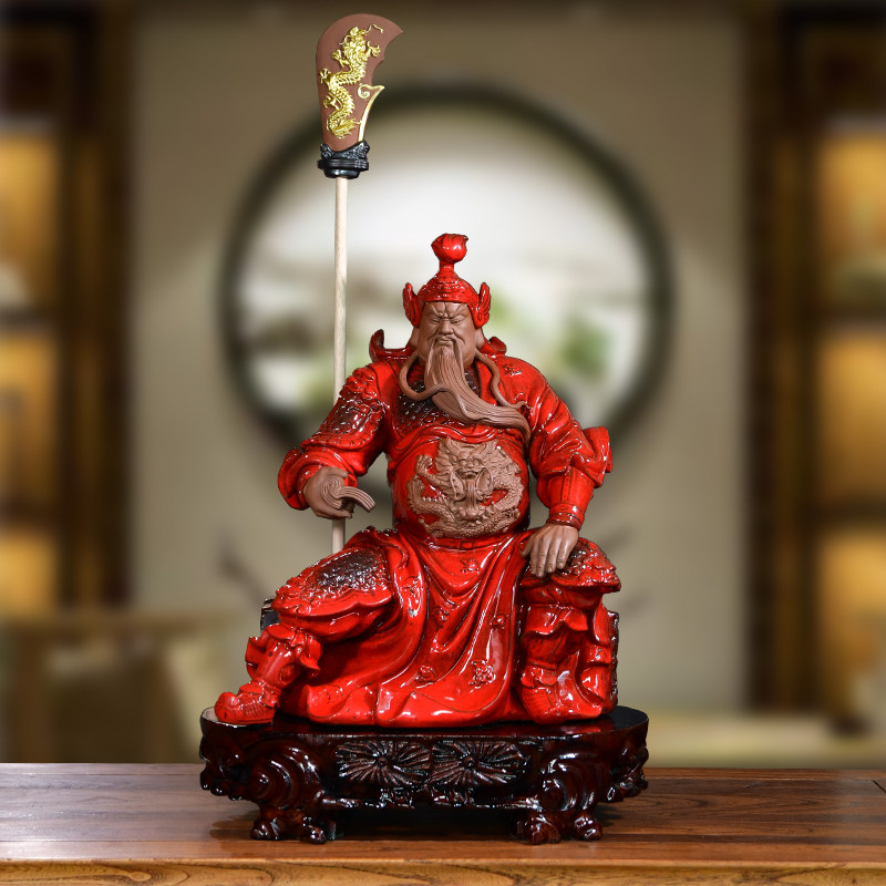 曾国清看书关公招财摆件关羽武财神关二爷文武财神爷家用供奉神像