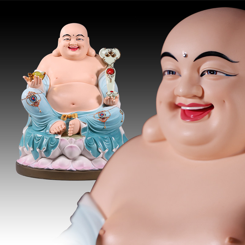 墨染留香德化大肚弥勒佛菩萨招财笑佛像供奉家居客厅玄关陶瓷摆饰