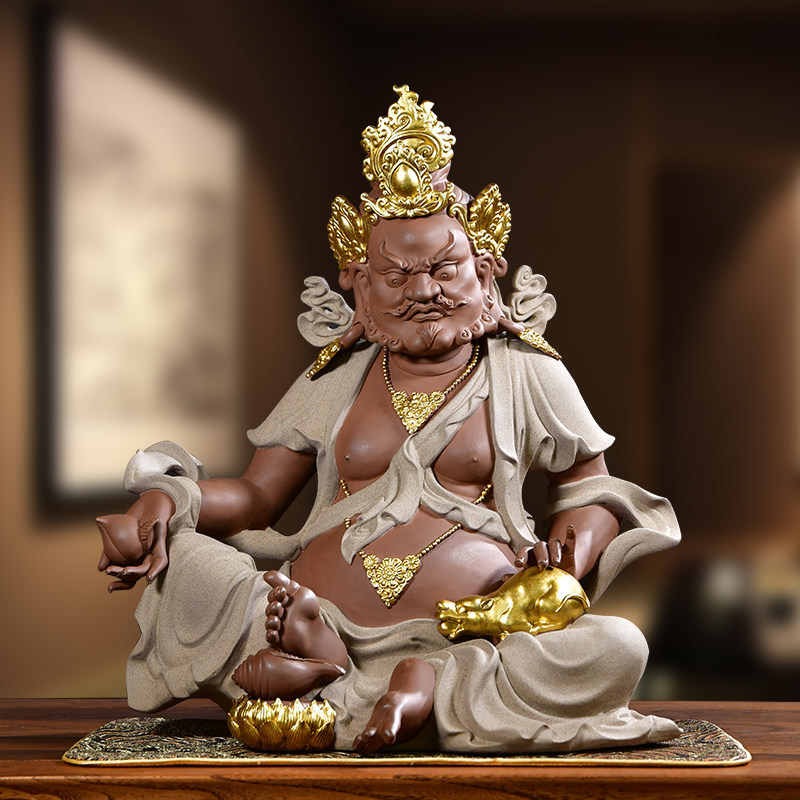 墨染留香陶瓷人物密宗之护法藏传财神黄财神供奉客厅家用招财摆件
