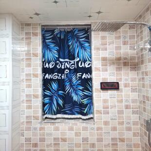 定制挂环粘贴窗帘厨房穿杆北欧橱柜遮挡卫生间防水帘半截浴室短款