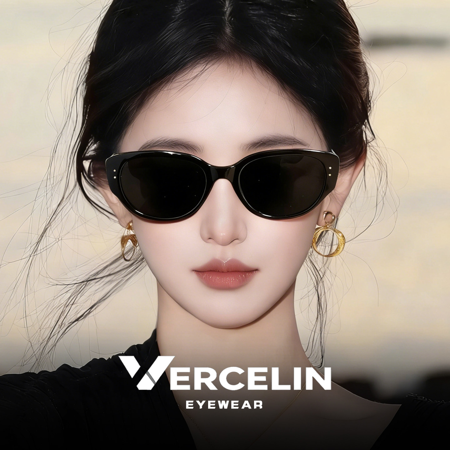 复古猫眼墨镜女款2026新款高级感方圆脸显脸小太阳眼镜近视带度数