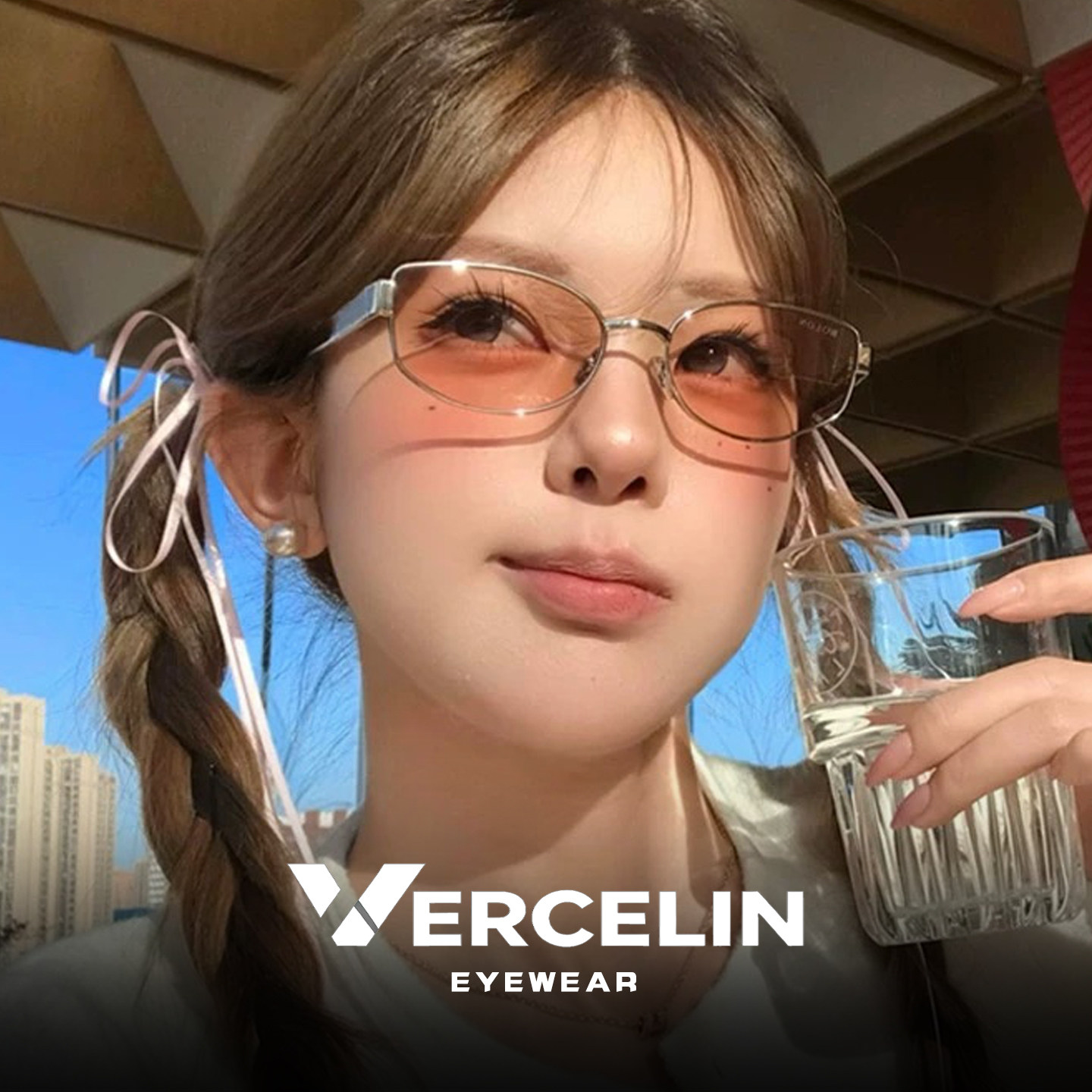 复古老钱风粉色猫眼墨镜女高级感海边多边形太阳眼镜近视可配度数