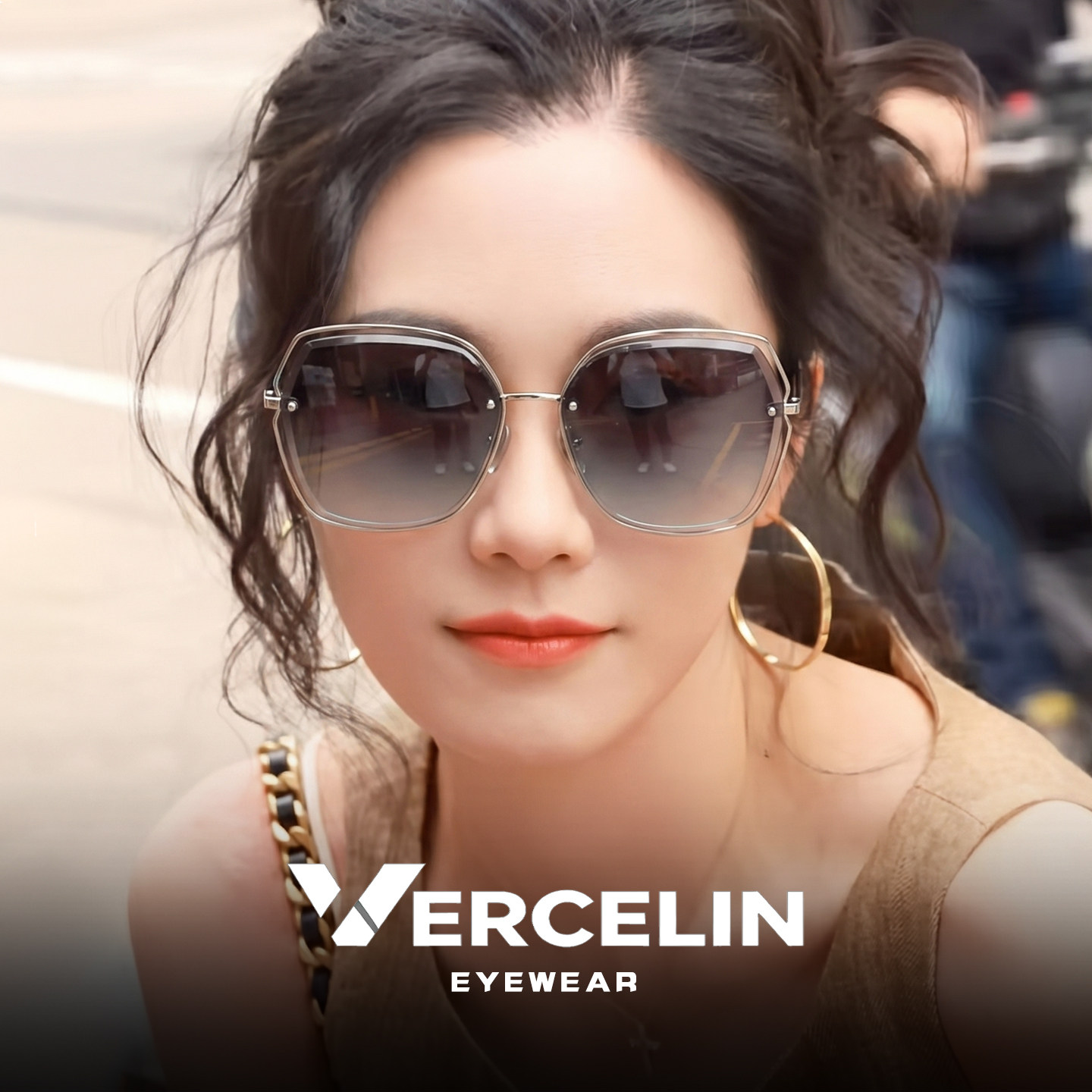 复古港风渐变墨镜女2026新款高级感大框偏光太阳眼镜显瘦防紫外线