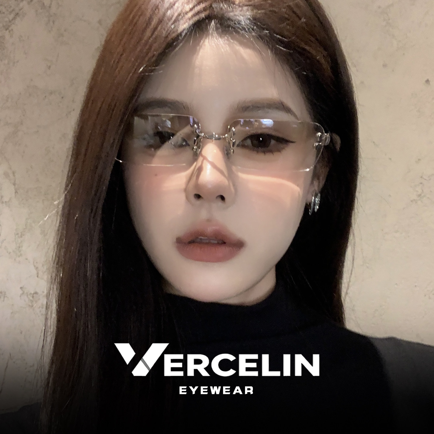 个性风无边框墨镜女高级感大牌复古无框方形浅色太阳眼镜防紫外线