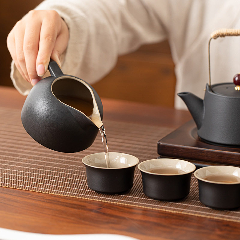 黑陶功夫茶具套装家用个性中式茶杯盖碗泡茶壶茶道配件公道杯