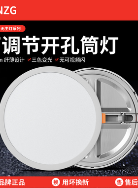 自由开孔筒灯超薄可调面板灯7w9w15w20w3寸4寸6寸圆形嵌入式孔灯