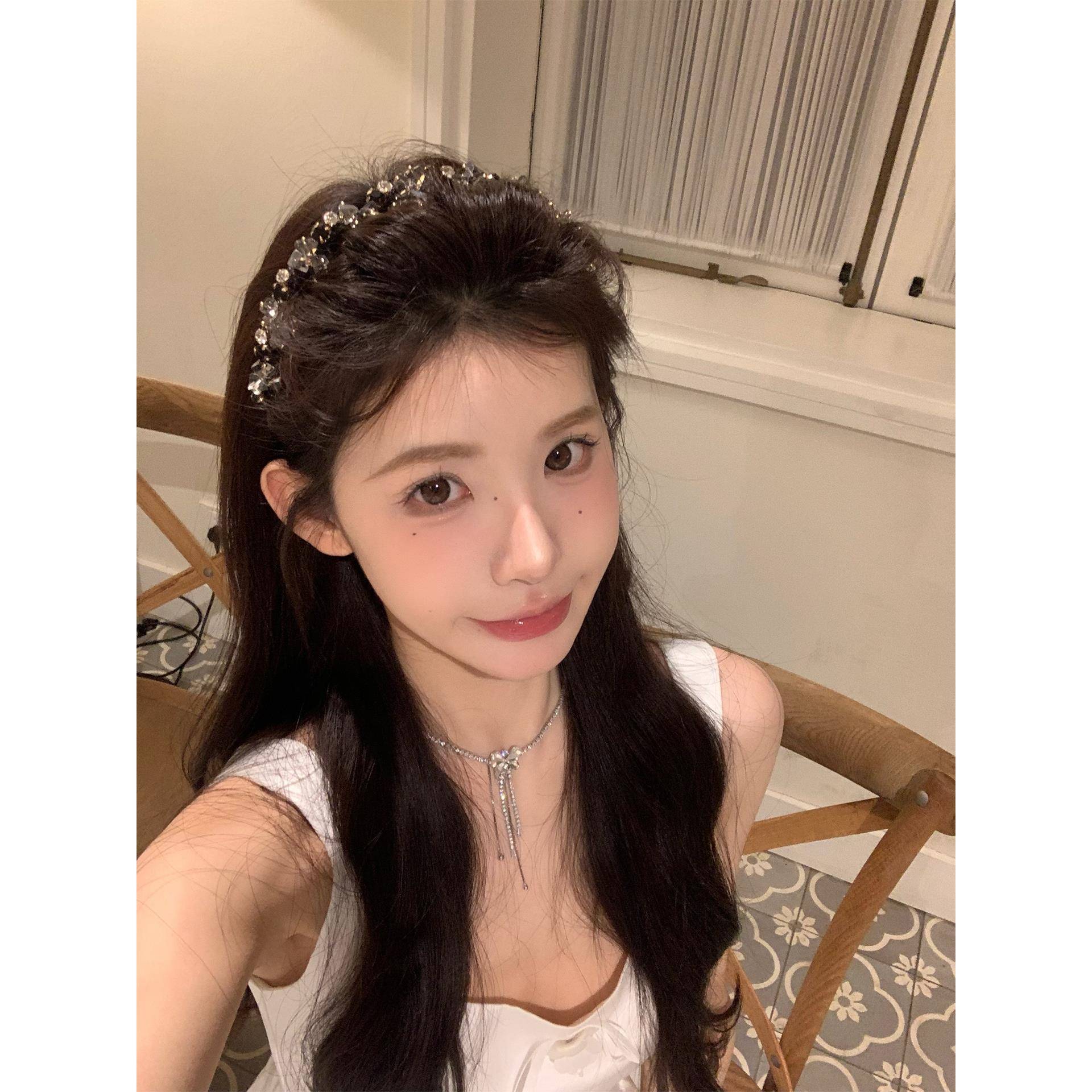 名媛风轻奢重工水钻波浪发箍女高级感带齿防滑高颅顶头箍发卡
