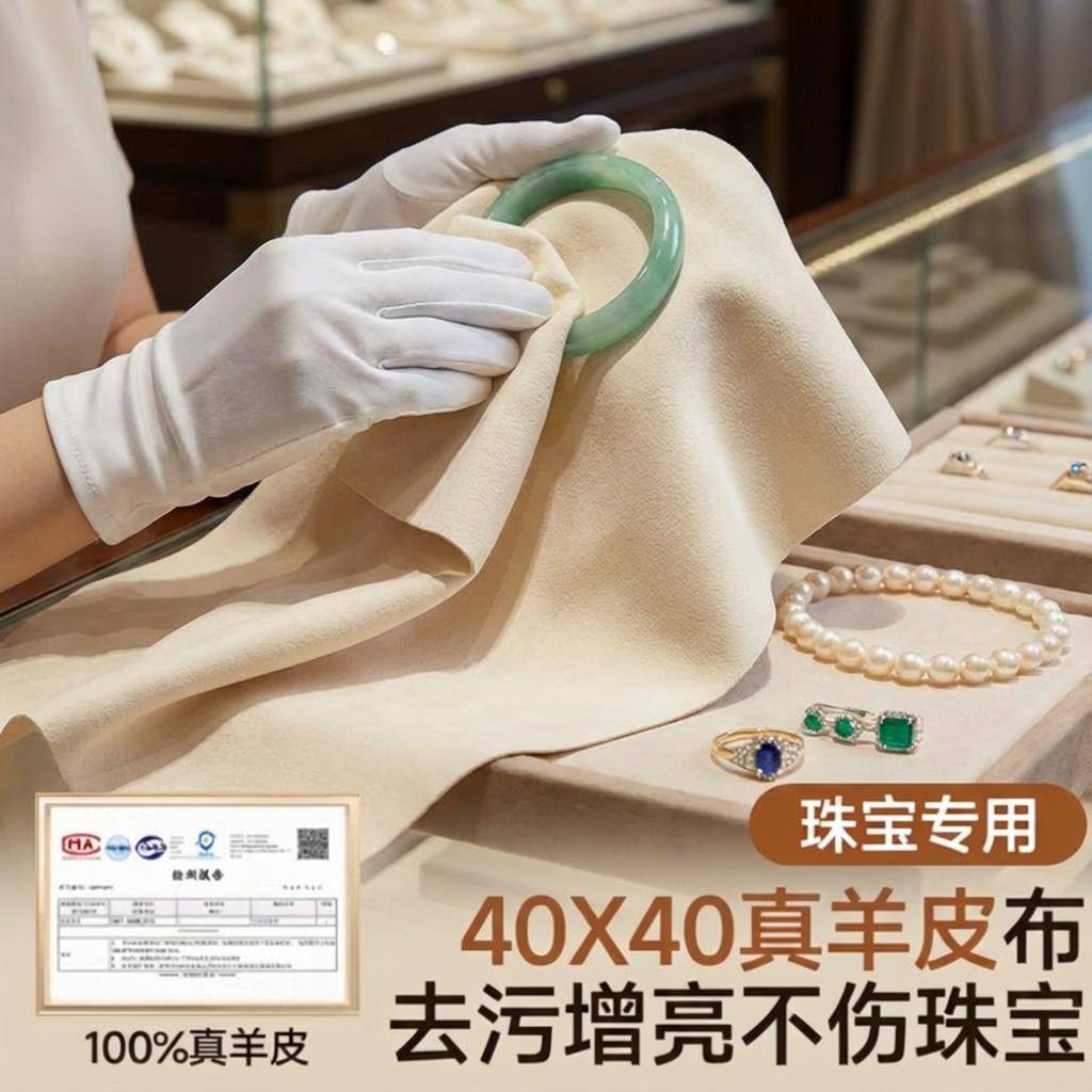 珠宝擦拭布擦银珍珠专用保养翡翠玉石真羊皮擦金抹首饰铜抛光文玩