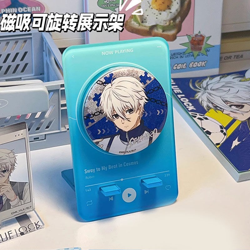 音乐播放器吧唧砖徽章谷子收纳盒桌面展示架磁吸旋转吧唧托58mm