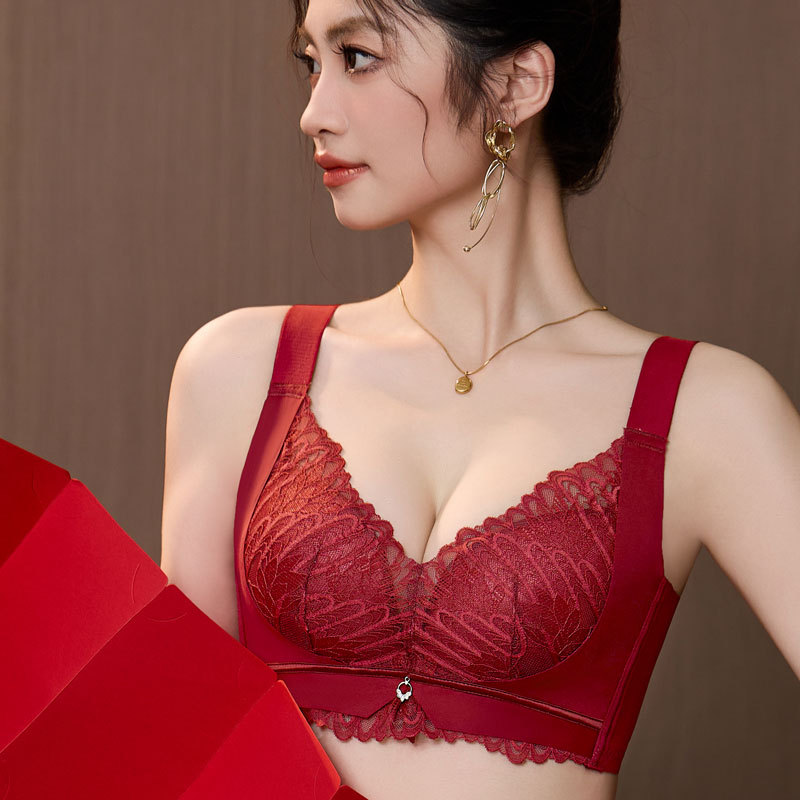内衣女小胸聚拢平胸显大中厚调整型无钢圈防下垂收副乳上托文胸罩