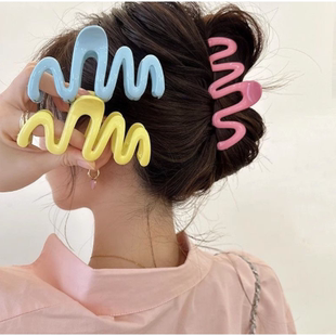 多巴胺波浪型抓夹女后脑勺多发量鲨鱼夹发夹盘发夹子发饰