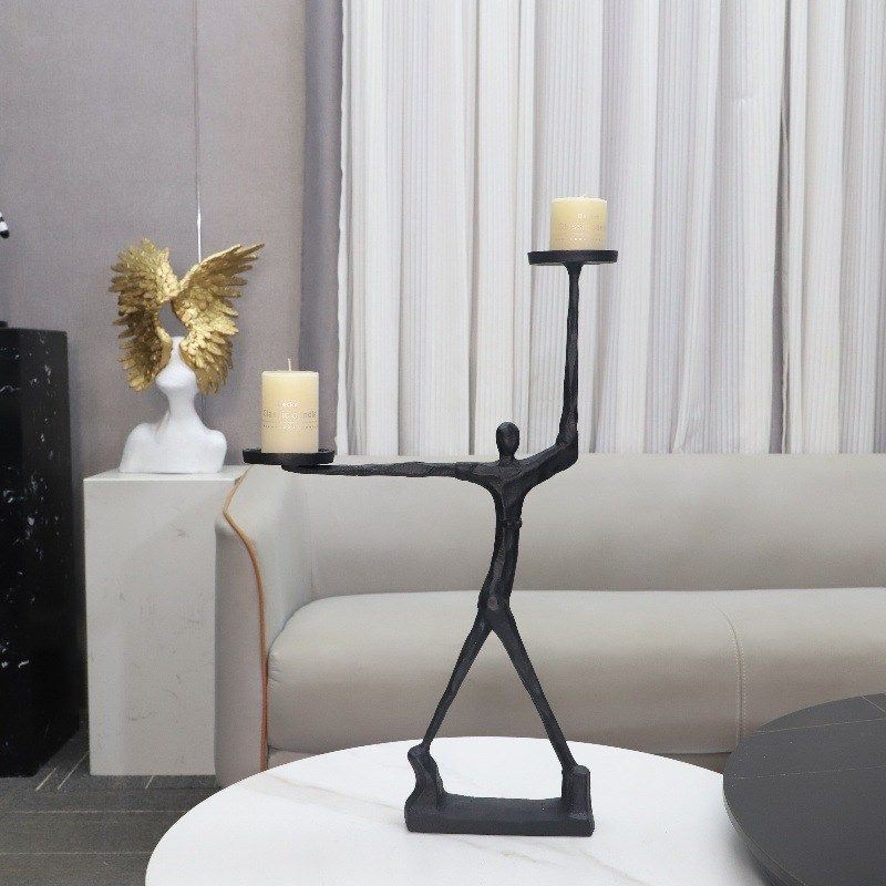 现代简约几何铸铁人物烛台摆件客厅餐厅酒店样板房软装家居装饰品,特色手工艺,其他特色工艺品,淘宝优惠券,粉丝福利购,淘宝优惠卷