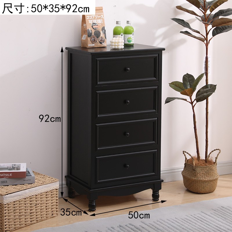 斗柜实木美式收纳储物柜卧室床尾柜客厅靠墙小柜子置物黑色五斗柜
