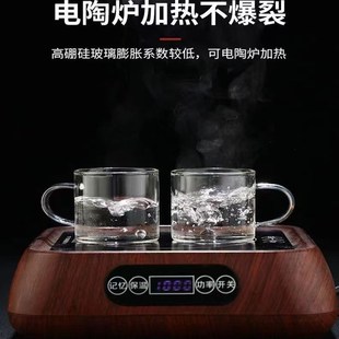 小把杯加厚茶杯品茗杯功夫小茶碗耐热带把透明玻璃杯子家用