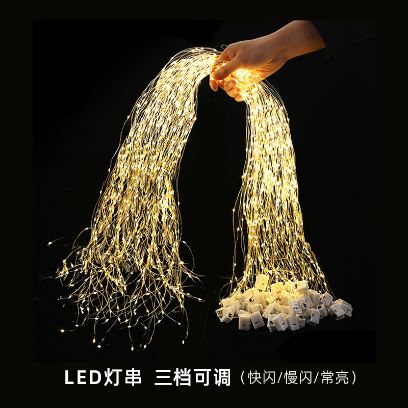 发光led灯串蛋糕装饰鲜花纽扣小彩灯七夕教师生日手工diy铜线灯