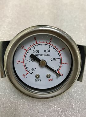 轴向真空表 带支架 直径42mm -0.1-0mpa -14-0psi 背后带u型支架