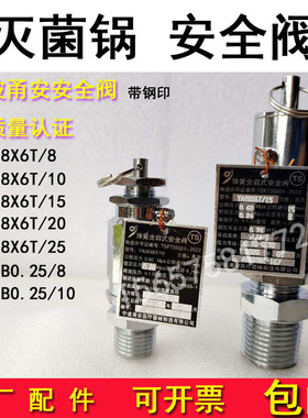 宁波甬安YA28X6T/8 10 15灭菌器全启式安全阀消毒锅配件0.24/0.28