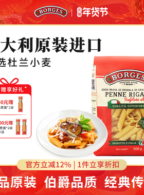 Borges/伯爵意大利进口管状意面鲜香速食家庭装爽口意粉500g