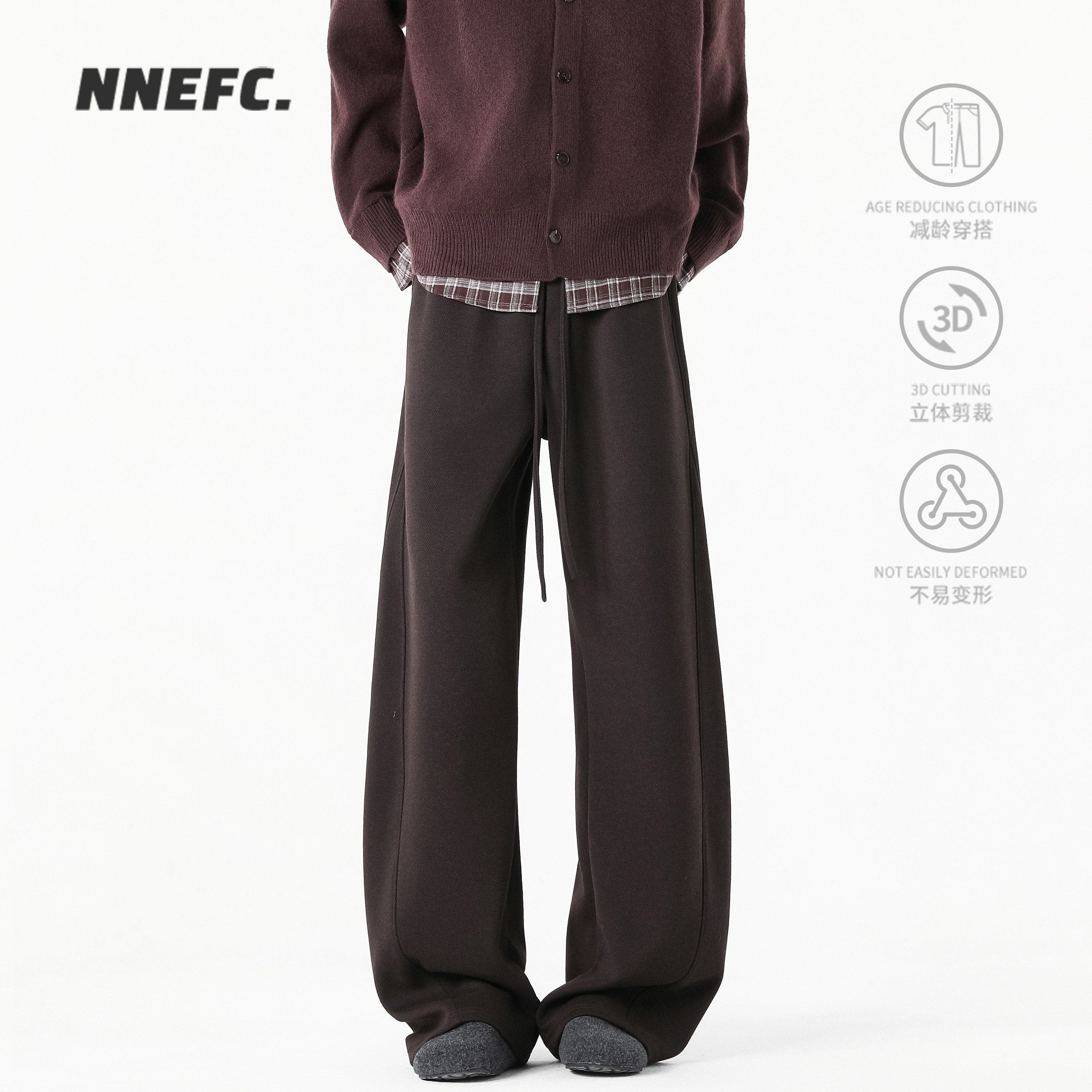 NNEFC复古美拉德解构弯刀卫裤男女冬季潮牌宽松垂感保暖休闲裤子,男装,休闲裤,淘宝优惠券,粉丝福利购,淘宝优惠卷