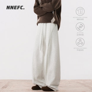 重磅斜切卫裤 NNEFC 男女秋冬季 慵懒松弛感加绒弯刀裤 cleanfit