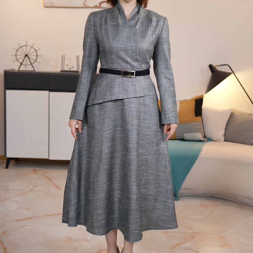 【撤柜清仓】J秋冬气质通勤高级感扭结收腰显瘦连衣裙 J30