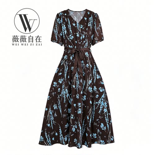 【撤柜清仓】W气质高端大码显瘦连衣裙 W8186