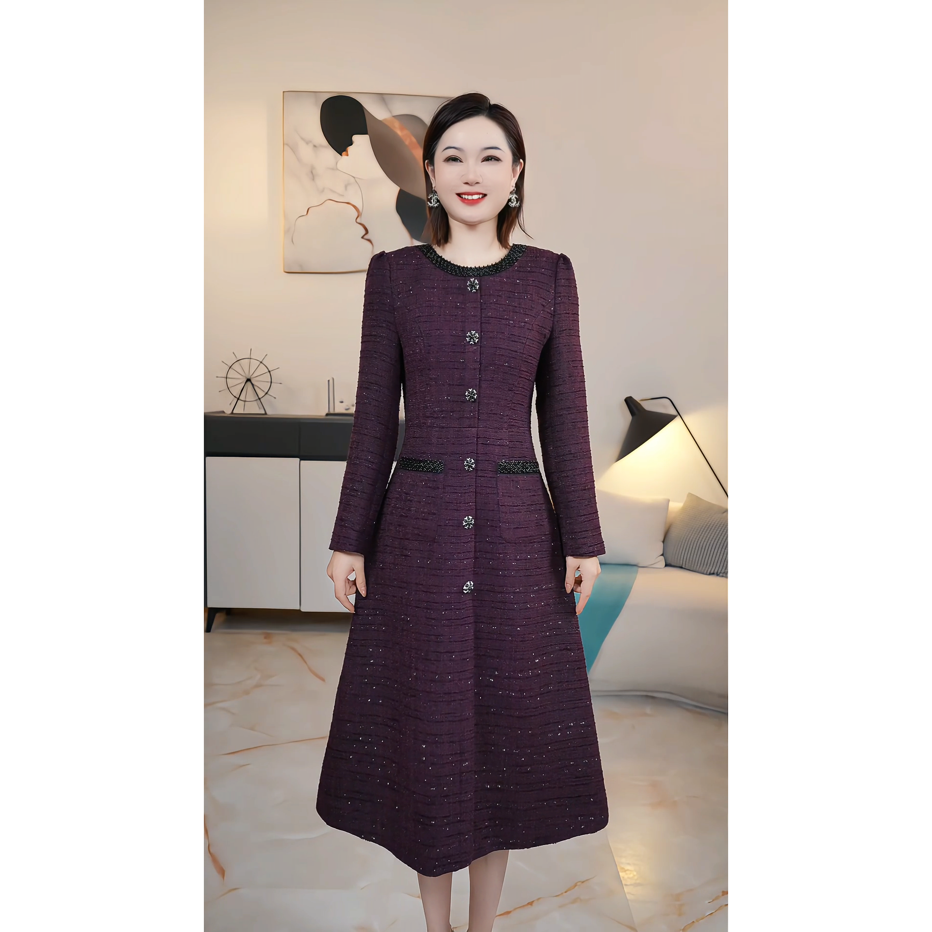 【撤柜清仓】A气质高端大码显瘦连衣裙 A125