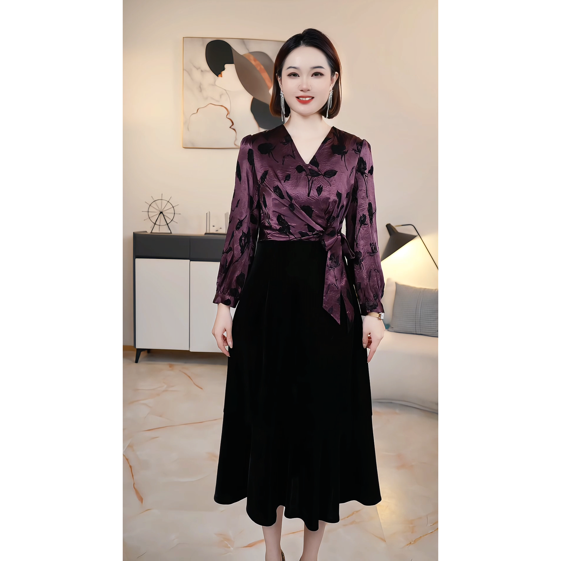 【撤柜清仓】A气质高端大码显瘦连衣裙 A76