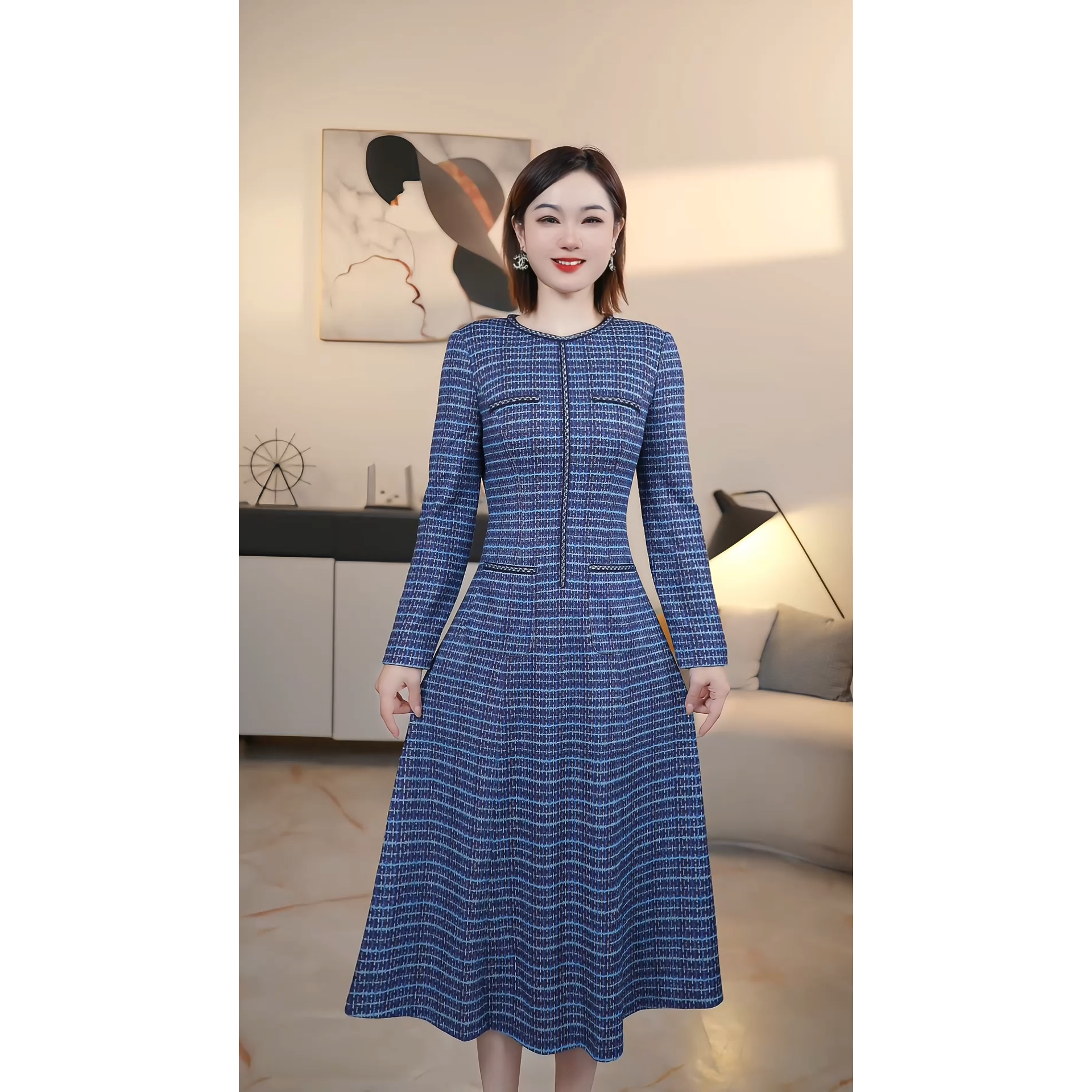 【撤柜清仓】J秋冬气质通勤高级感扭结收腰显瘦连衣裙 J33