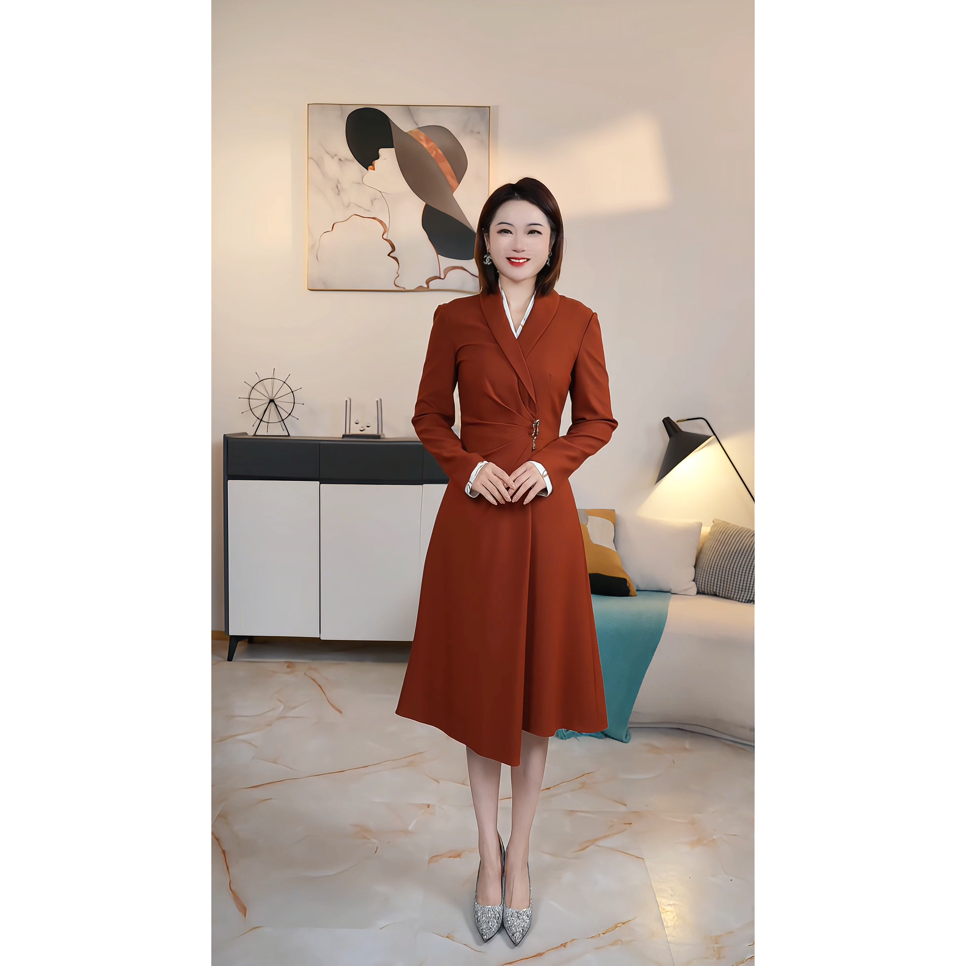 【撤柜清仓】A气质高端大码显瘦连衣裙 A129