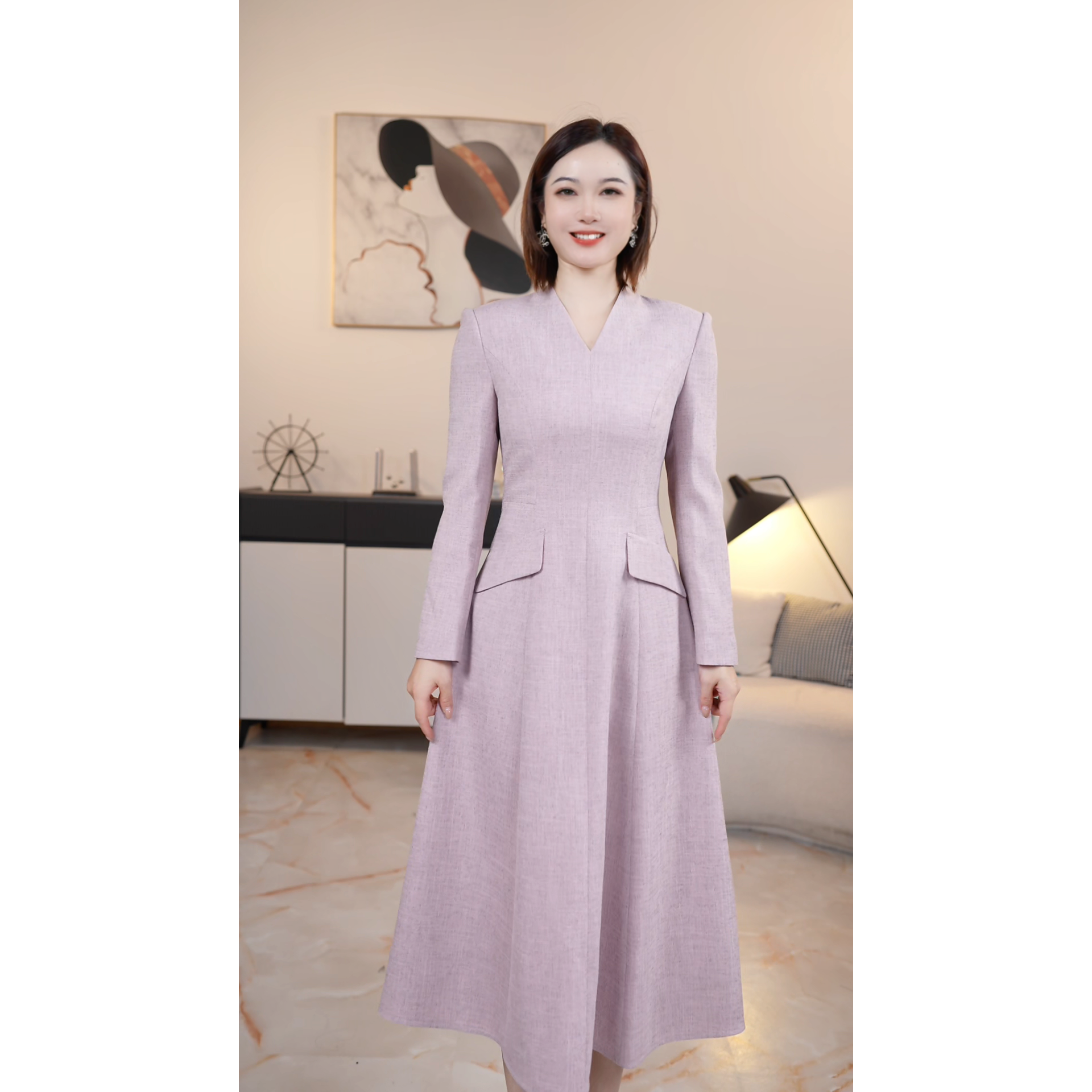 【撤柜清仓】J秋冬气质通勤高级感扭结收腰显瘦连衣裙 J43