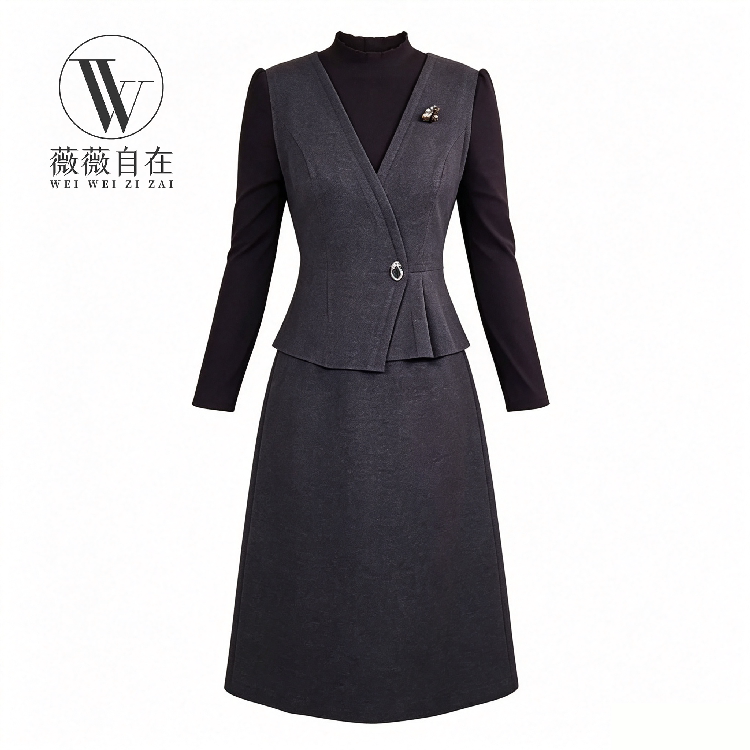 【高端品牌断码】W气质高端大码显瘦连衣裙 W350