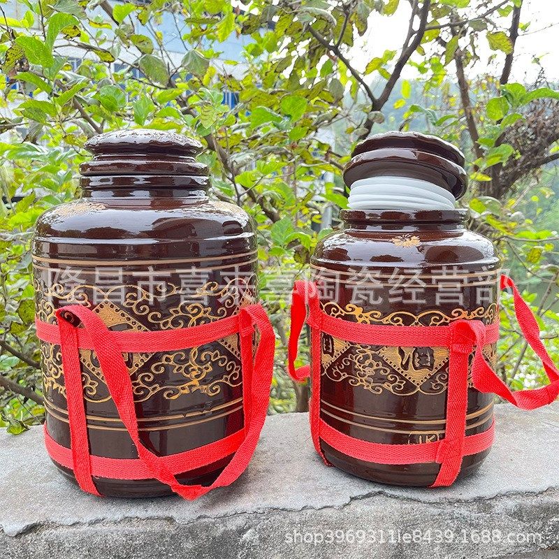 家用陶瓷酒坛泡酒瓶红釉加厚梅酒瓶密封盖10斤20斤30斤50斤100斤,餐饮具,家用酒壶,淘宝优惠券,粉丝福利购,淘宝优惠卷