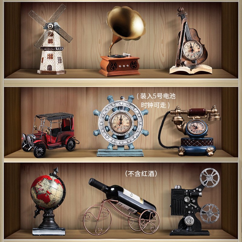 复古小摆件创意家居客厅玄关欧式酒柜柜子装饰品书架书柜摆设