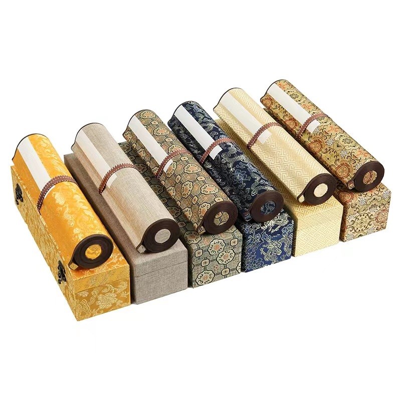 精装裱宣纸手卷3米5米10米生宣麻纸半熟宣卷轴书画作品创作用