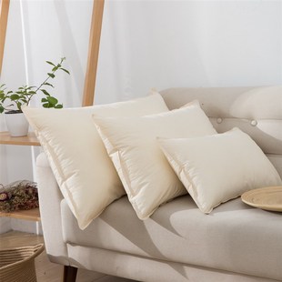 无荧光全棉羽丝绒枕头中枕高枕低枕D单人成人枕芯护颈枕家用儿童