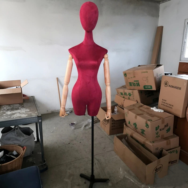 2026新款鹿皮绒包布模特道具女长脖子高档时尚橱窗展示假人模型
