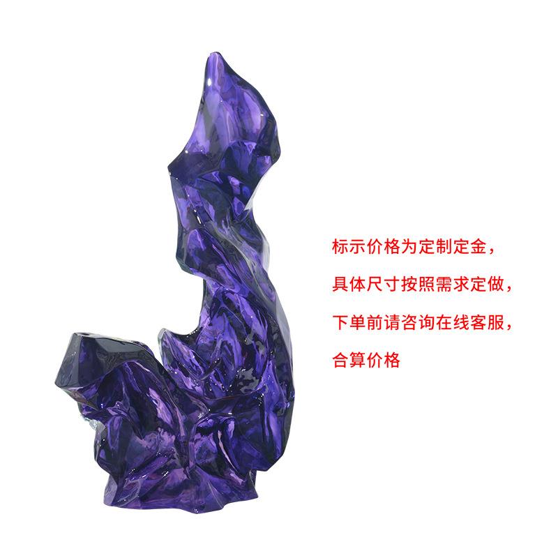 新中式创意透明太湖石雕塑摆件样板间售楼处家具客厅书房样板间