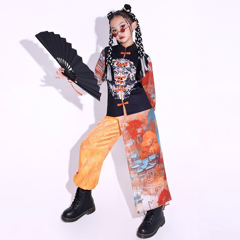 女童t台走秀潮酷国潮风男女童装中国风古典舞爵士舞演出服女儿童,童装/婴儿装/亲子装,儿童演出服,淘宝优惠券,粉丝福利购,淘宝优惠卷