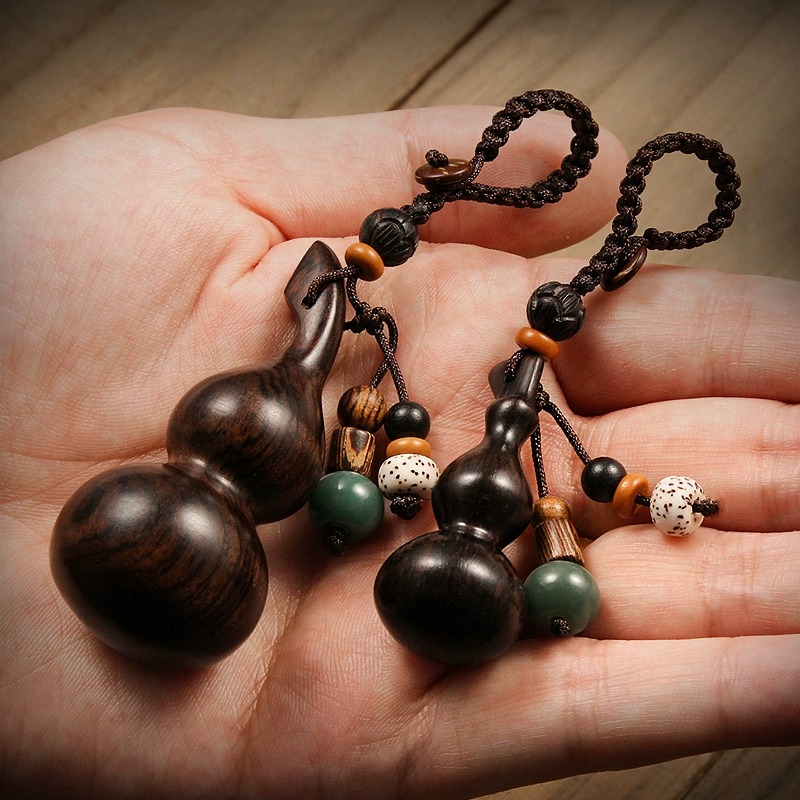 黑檀木小葫芦汽车钥匙扣挂件十二生肖男女手机挂绳吊坠挂饰绳手把