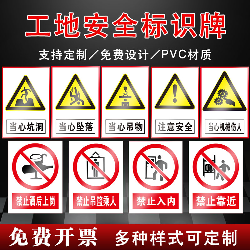 工地安全标识牌全套定制进入工地请戴安全帽施工现场 必须戴安全