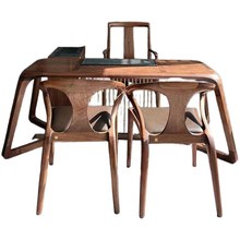 新中式北美黑胡桃木实木茶桌家用阳台禅意泡茶桌子客厅长方形茶台