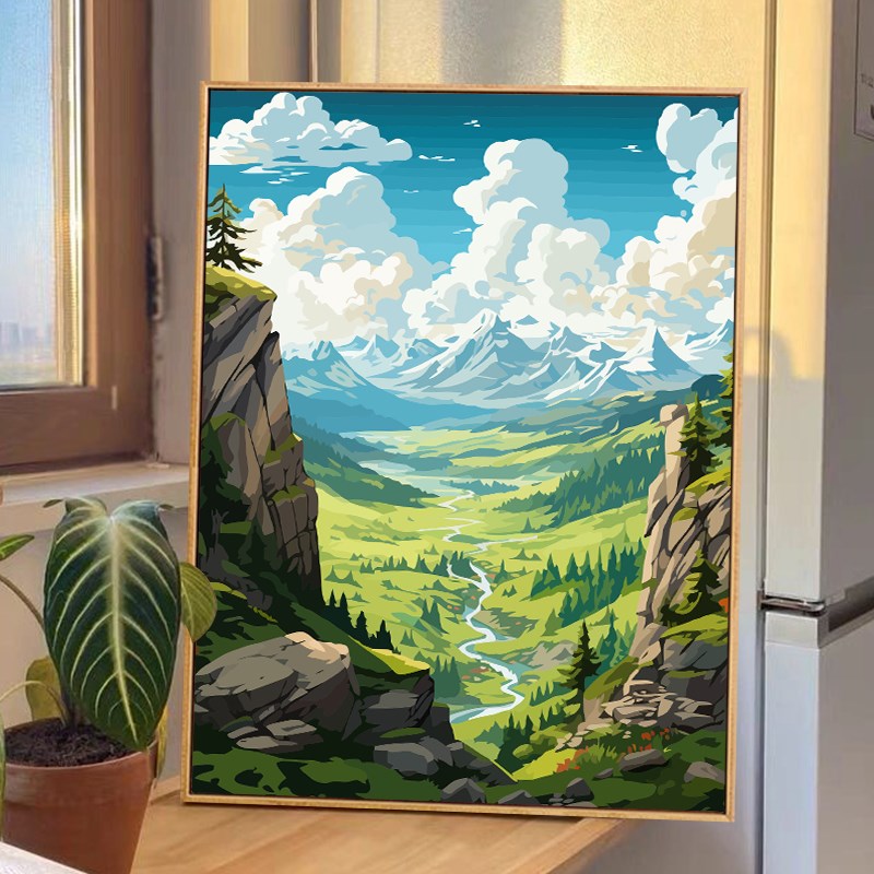 风景diy数字油画2023新款丙烯油彩手绘画画填色填充手工装饰挂画