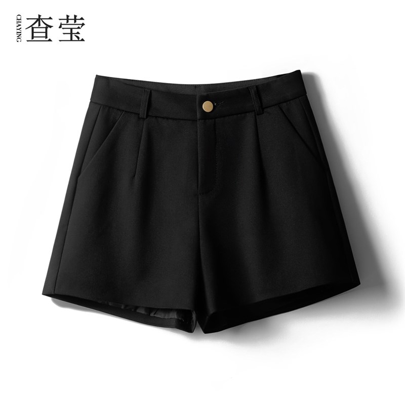西装短裤女春秋2024新款灰色外穿宽松高腰显瘦阔腿裤休闲a字裤夏