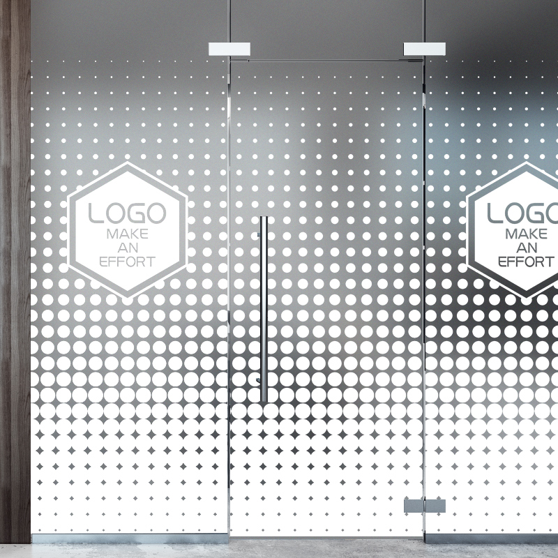 办公室UV白色玻璃贴纸会议室商场创意装饰腰线磨砂静电logo可定制
