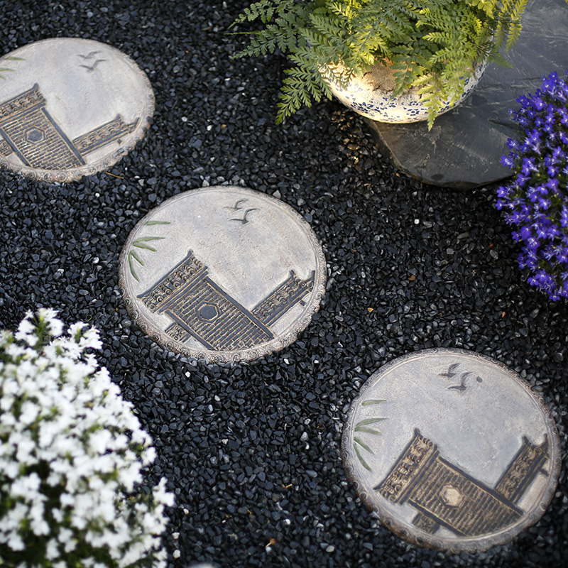 花园仿古汀步石板庭院草坪圆形地砖公园户外铺路院子踏步垫脚石