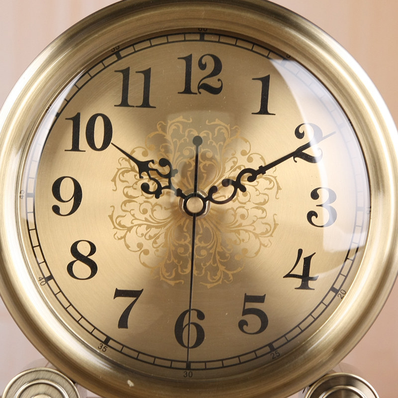 TQJ欧式复古床头座钟客厅时钟卧室金属床头坐钟静音石英钟表