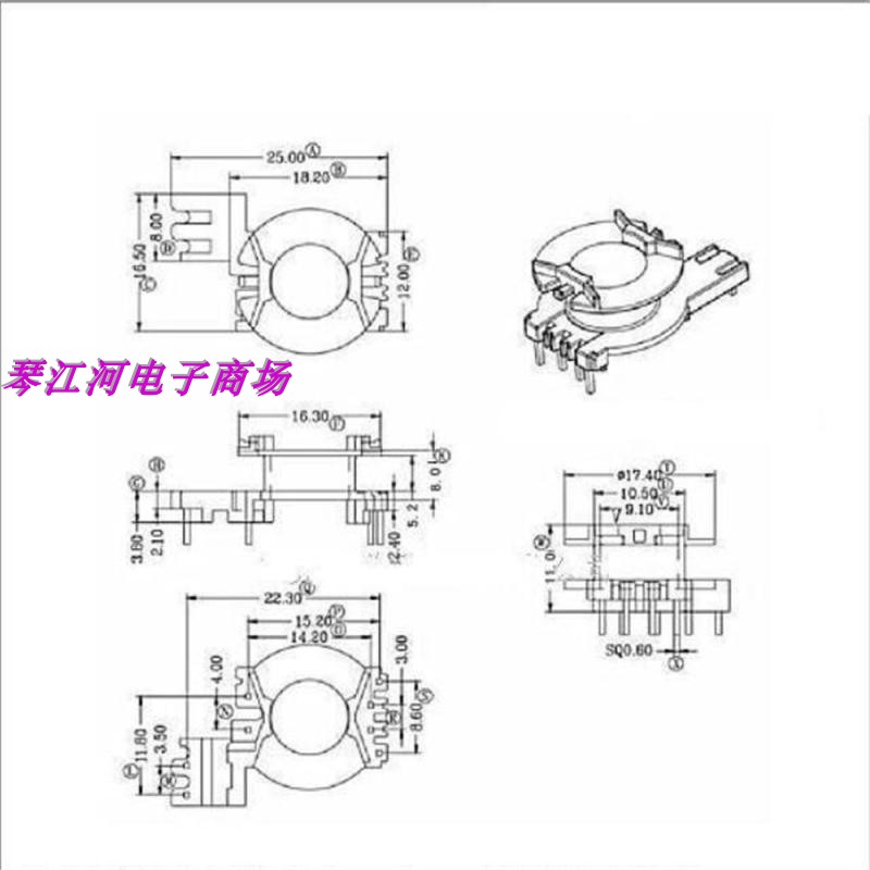 PQ2012骨架立式变压器磁芯 磁芯骨架 4+2+2 右十套一包