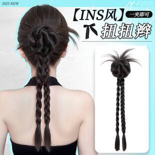 假发辫子女鸡毛头扭扭辫夏日清爽花苞头抓夹麻花辫假发辫马尾发饰